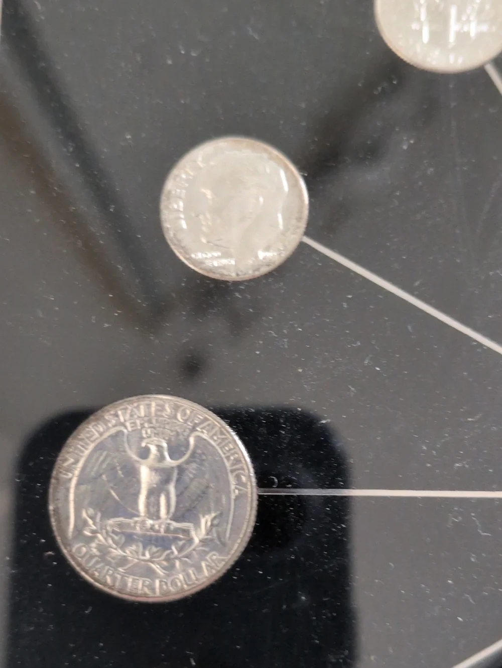 silver coinage clock 2 uncirulated kennedy halves, 8 dimes, 2 quarters, 1964